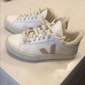 Veja Women's White and Tan Sneakers